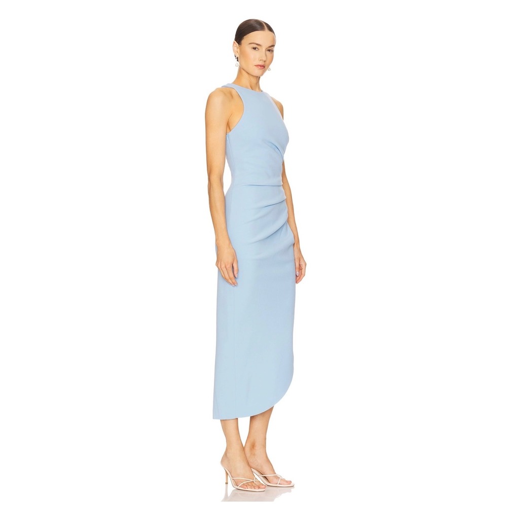 MISHA Ida Dress Powder Blue Ruched Midi Sleeveless Cocktail  Womens S - Picture 4 of 9